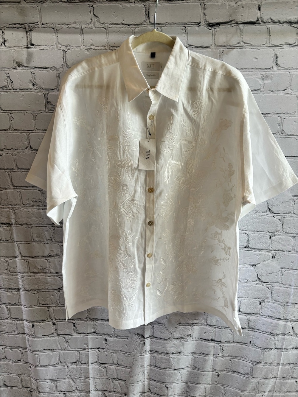 *NEW* NAIL Imported Men’s Short Sleeve Embroidered Button Raimie Shirt Size XXL